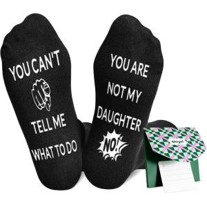 Moyel Dad Gifts from Daughter Son Cool Gifts for Dad Christmas Dad Birthday Gifts Gift Ideas Funny Socks(Black Not My Daughter)