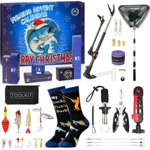 Moyel Fishing Advent Calendar 2025 Fun 24 Days of Christmas Advent Calendar for Teen Boys Men Adult Cool Fishing Gift for Fisher Dad Son Boyfriend Grandpa