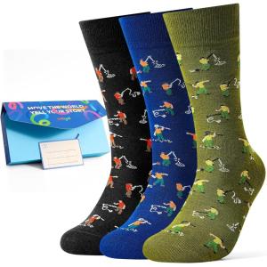 Moyel Funny Novelty Socks for Men Fun Golf Pickleball Socks Fun Gifts for Him Men Accessories(Multicolor Angry Fishing)