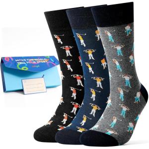 Moyel Funny Novelty Socks for Men Fun Golf Pickleball Socks Fun Gifts for Him Men Accessories(Multicolor Angry Golf)