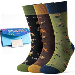 Moyel Funny Novelty Socks for Men Fun Golf Pickleball Socks Fun Gifts for Him Men Accessories(Multicolor Angry Hunting)