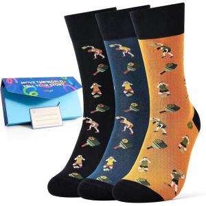 Moyel Funny Novelty Socks for Men Fun Golf Pickleball Socks Fun Gifts for Him Men Accessories(Multicolor Angry Pickleball)