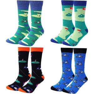 Moyel Funny Novelty Socks for Men Fun Golf Pickleball Socks Fun Gifts for Him Men Accessories(Multicolor Golf Crew)