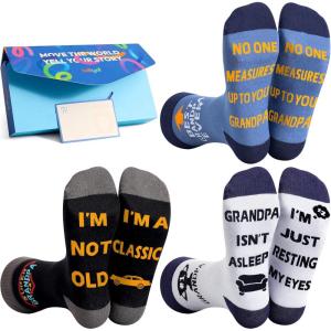 Moyel Funny Novelty Socks for Men Fun Golf Pickleball Socks Fun Gifts for Him Men Accessories(Multicolor Grandpa)