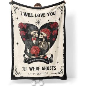 Moyel Gifts for Girlfriend Wife Anniversary Birthday Gifts for Her Him Funny Halloween Blanket for Couple Husband Boyfriend Romantic Gift Ideas Basket Stuffers for Women Men, 60” x 50”(Multicolor-couple)
