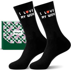 Moyel Husband Boyfriend Gift Ideas Funny Cool Socks for Men, Romantic Gifts for Anniversary, Valentine’s Day, Birthday(Black Husband 01)