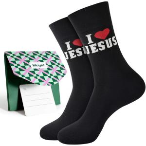 Moyel Husband Boyfriend Gift Ideas Funny Cool Socks for Men, Romantic Gifts for Anniversary, Valentine’s Day, Birthday(Black I Love Jesus)