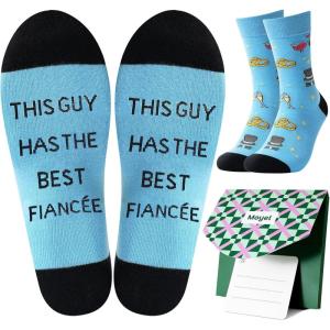 Moyel Husband Boyfriend Gift Ideas Funny Cool Socks for Men, Romantic Gifts for Anniversary, Valentine’s Day, Birthday(Multicolor Fiancé)