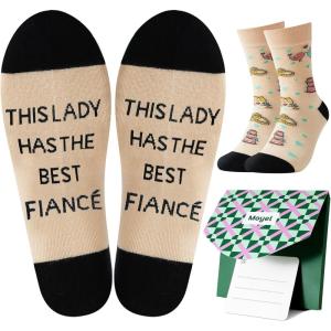 Moyel Husband Boyfriend Gift Ideas Funny Cool Socks for Men, Romantic Gifts for Anniversary, Valentine’s Day, Birthday(Multicolor Fiancée)