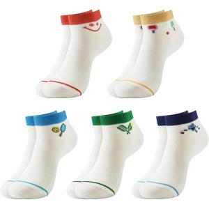 Moyel Pickleball Gifts for Women 5 Pairs Funny Cute Pickleball Ankle Socks Size 5-8 Novelty Crazy Womens Socks Accessories(White-pickleball)