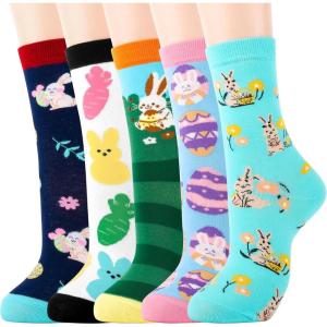 Moyel Socks Women, 5 Pairs of Funny Cute Socks Gifts for Women(Multicolor Easter)