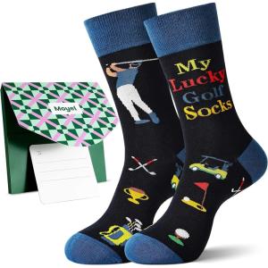 Moyel Funny Socks for Men Fun Golf Fishing Gifts for Men Dad Husband on Birthday Christmas(Multicolor Golf)