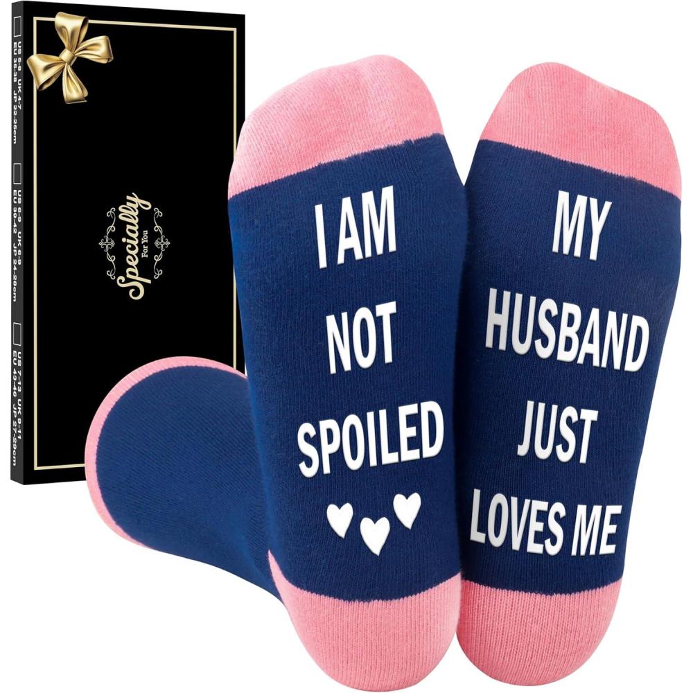 imageMoyel Funny Socks for Mom Women  Perfect Gifts for Women on Birthday Christmas Mothers Day Easter from SonDaughterMulticolor Wife
