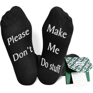 Moyel Dad Gifts from Daughter Son Cool Gifts for Dad Christmas Dad Birthday Gifts Gift Ideas Funny Socks(Black Please Do Not Make Me Do Stuff)