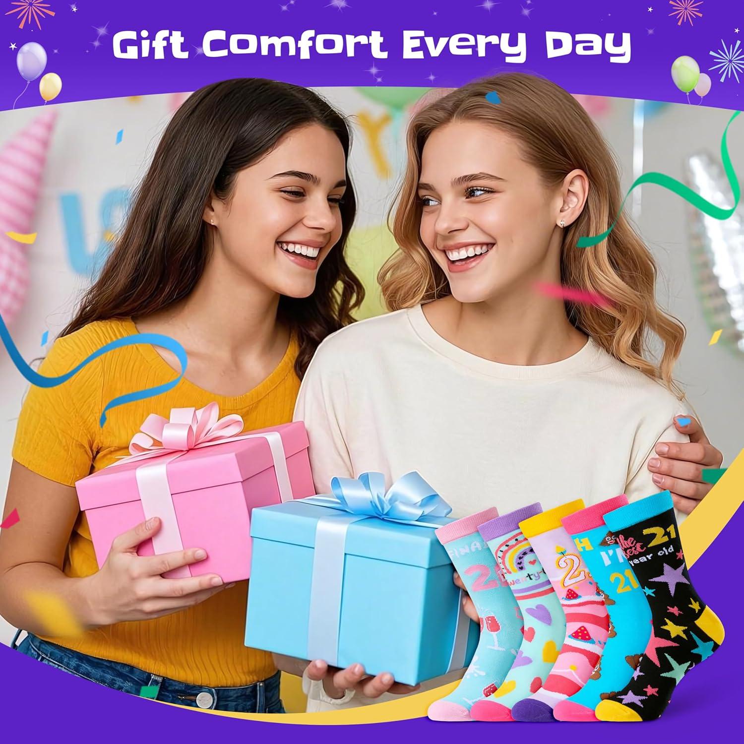 imageMoyel 7 10 Year Old Girl Birthday Gifts Funny Fun Funky Cool Cotton Socks for Kids Gift Ideas for GirlsMulticolor 21 Year Old Female