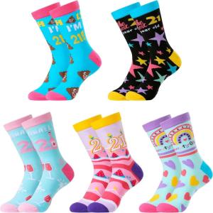Moyel 7 10 Year Old Girl Birthday Gifts Funny Fun Funky Cool Cotton Socks for Kids Gift Ideas for Girls(Multicolor 21 Year Old Female)