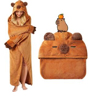 Moyel Axolotl Gifts Cute Axolotl Wearable Blanket Hoodie Funny Birthday Gifts for Women Adults Teen Girls Valentines Day Anniversary Present for Daughter Granddaughter Wife(Brown Capybara)