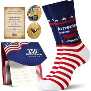 Moyel Funny Socks for Men Fun Golf Fishing Gifts for Men Dad Husband on Birthday Christmas(Multicolor 250th Anniversary)