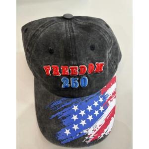 Vintage Baseball Cap with Freedom Embroidery, Adjustable Baseball Hat Cotton Dad Hat for US 250th Anniversary, Black