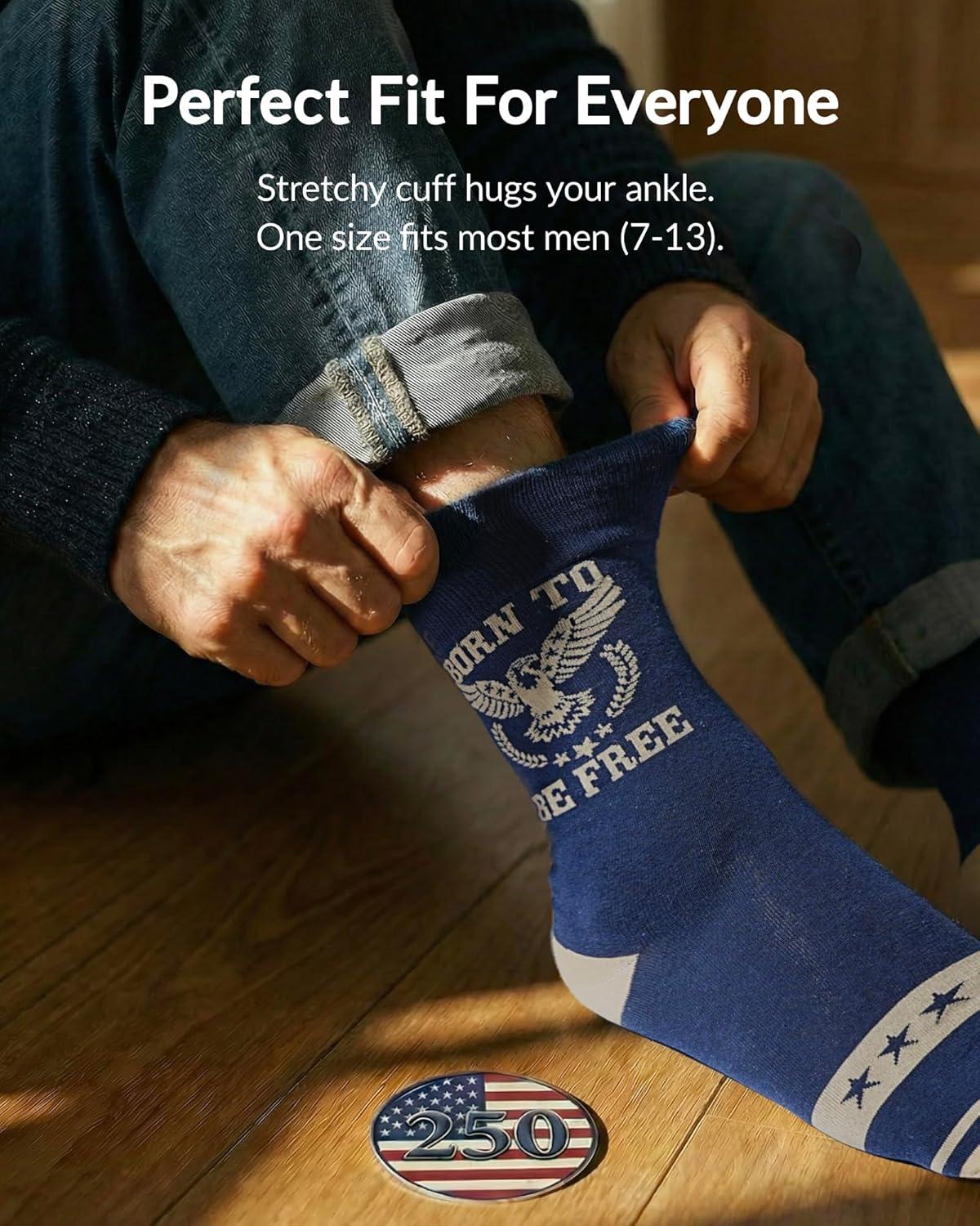 image:imageMoyel Funny Socks for Men Fun Golf Fishing Gifts for Men Dad Husband on Birthday ChristmasMulticolor Born to Be Free