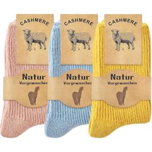 Moyel Warm Wool Cashmere Socks for Women Women’s Thermal Winter Socks Thin Soft and Cozy(Multicolor Bright)
