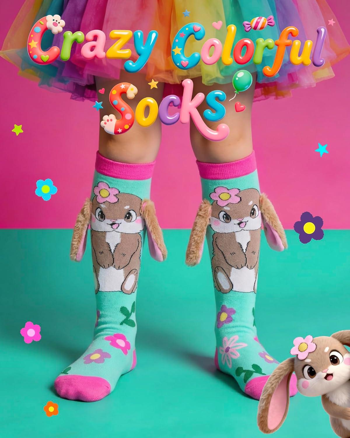 image:imageMoyel Crazy Socks for Kids Girls Animal Knee High Silly Funny Wacky Novelty Animals Gifts SockBunny