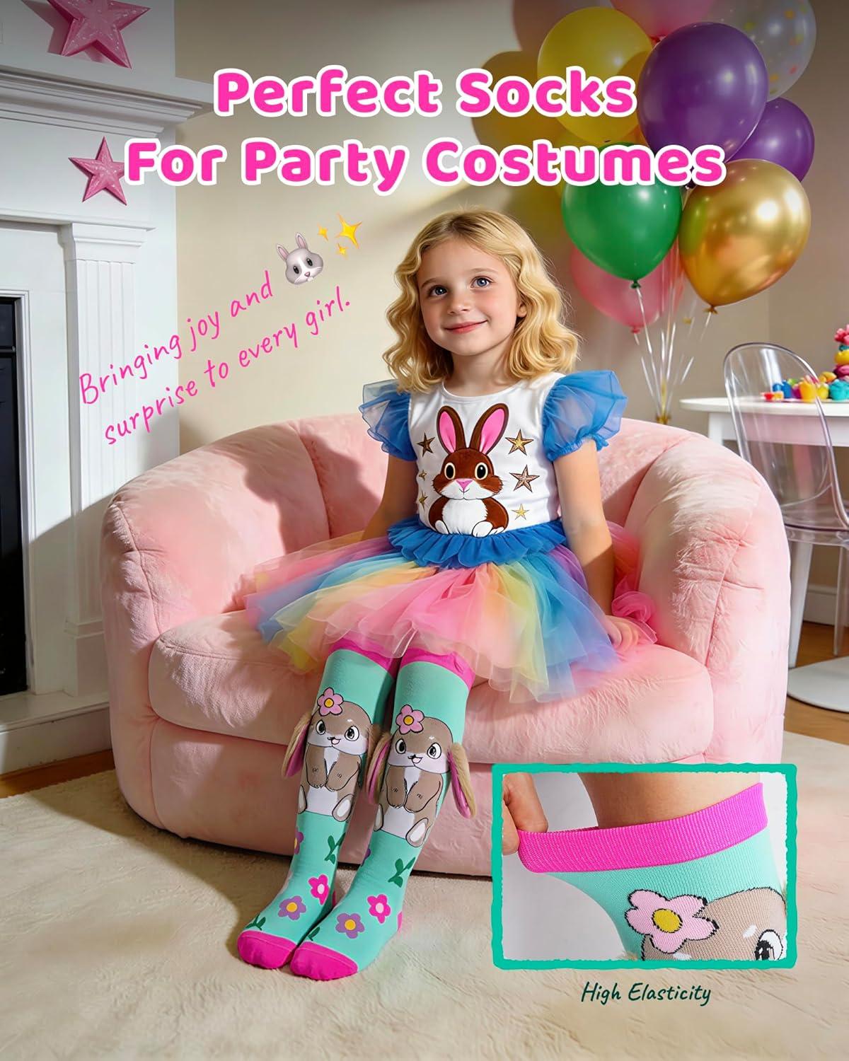 image:imageMoyel Crazy Socks for Kids Girls Animal Knee High Silly Funny Wacky Novelty Animals Gifts SockBunny