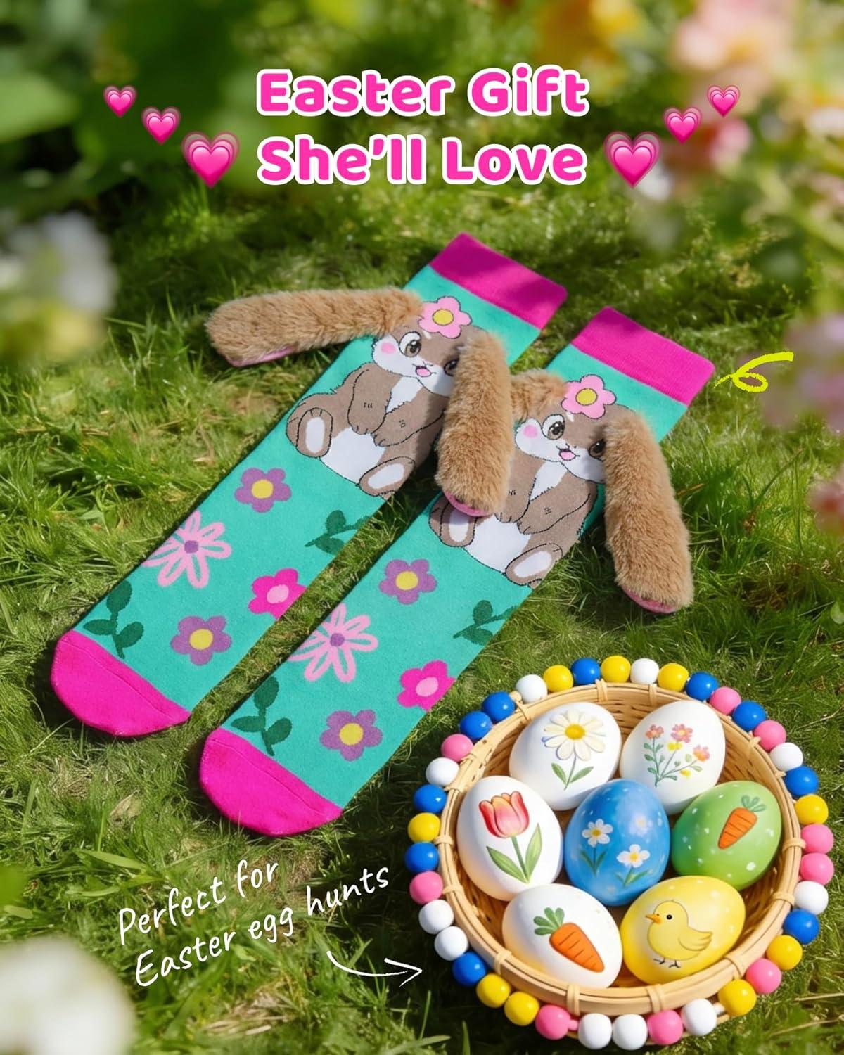 image:imageMoyel Crazy Socks for Kids Girls Animal Knee High Silly Funny Wacky Novelty Animals Gifts SockBunny