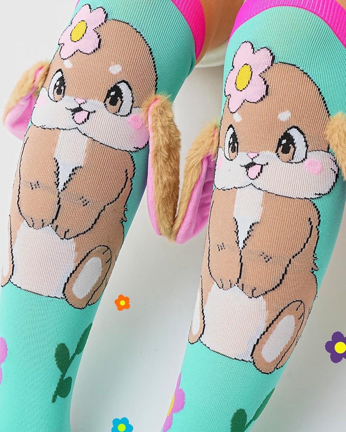 image:imageMoyel Crazy Socks for Kids Girls Animal Knee High Silly Funny Wacky Novelty Animals Gifts SockBunny
