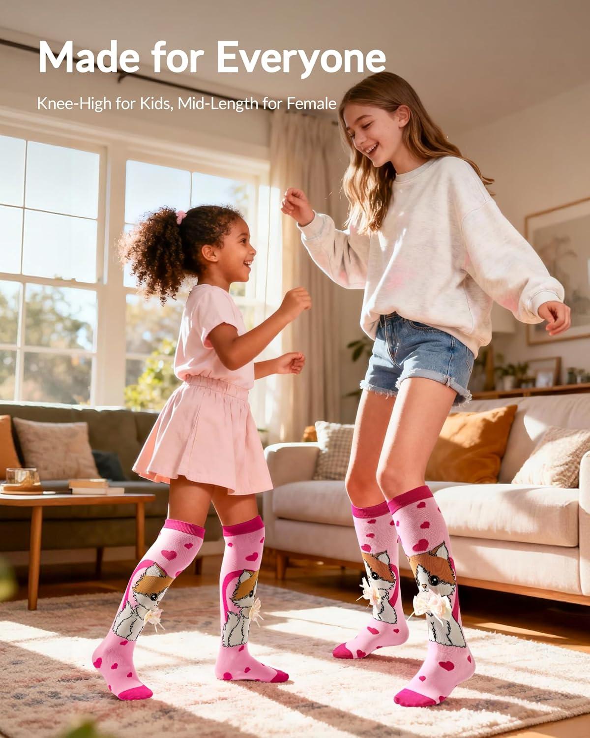 image:imageMoyel Crazy Socks for Kids Girls Animal Knee High Silly Funny Wacky Novelty Animals Gifts SockCat