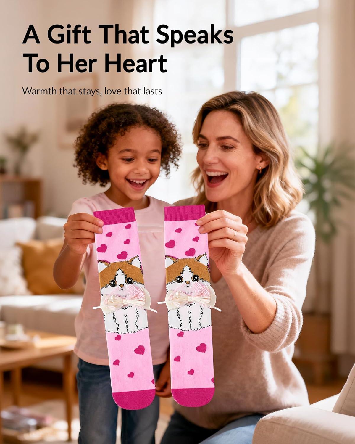 image:imageMoyel Crazy Socks for Kids Girls Animal Knee High Silly Funny Wacky Novelty Animals Gifts SockCat