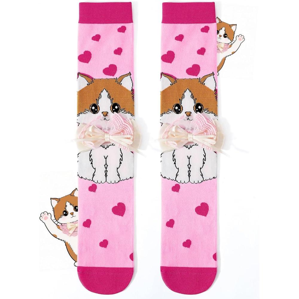 image:imageMoyel Crazy Socks for Kids Girls Animal Knee High Silly Funny Wacky Novelty Animals Gifts SockCat