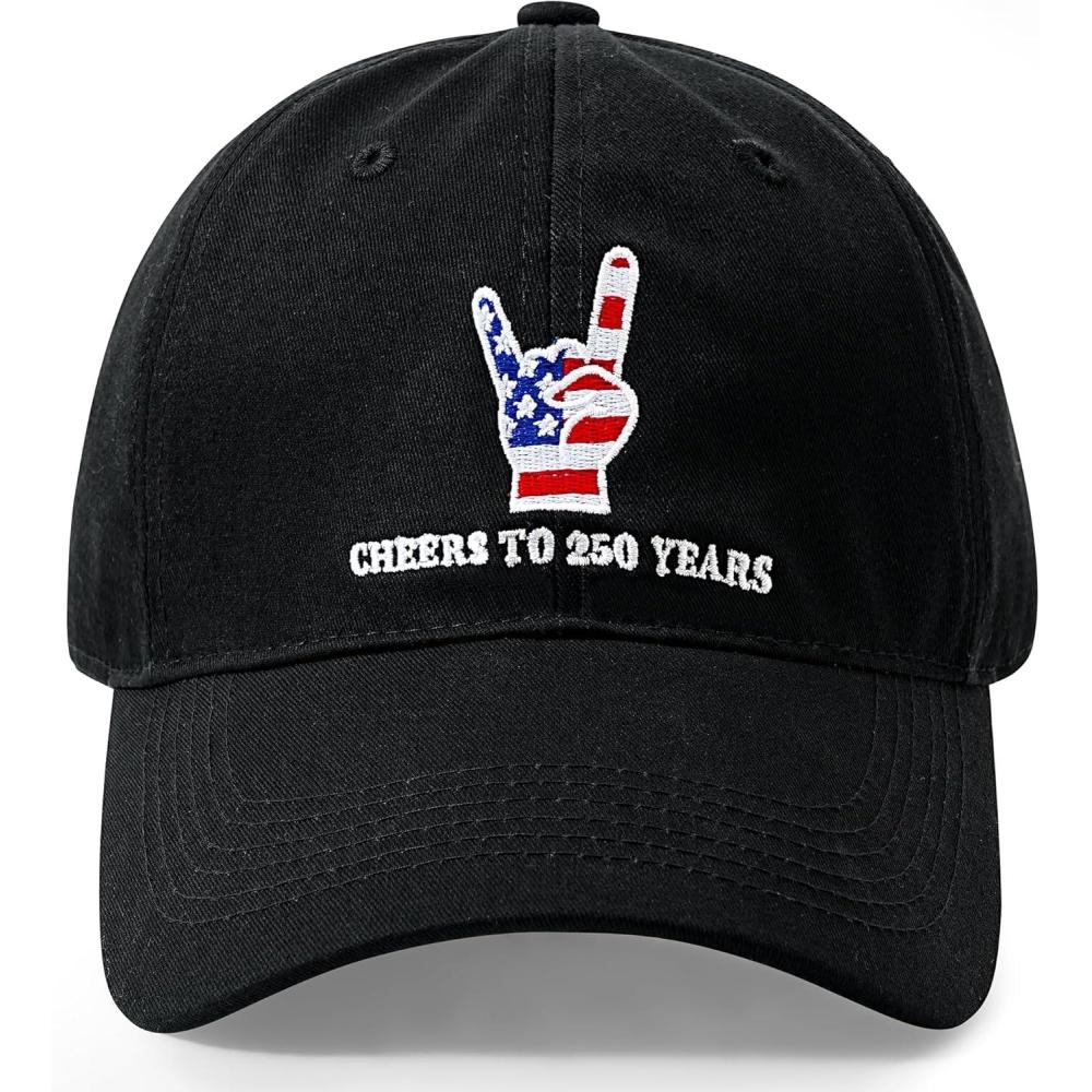 image:imageUnited States 250th Anniversary Celebration Hat Low Profile Patriotic Cap Adjustable Baseball Cap for Men WomenBlack