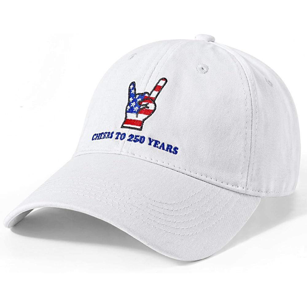 image:imageUnited States 250th Anniversary Celebration Hat Low Profile Patriotic Cap Adjustable Baseball Cap for Men WomenWhite