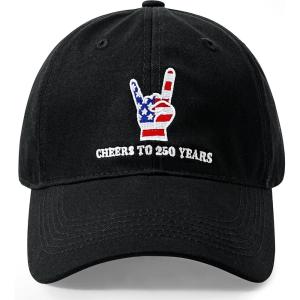 United States 250th Anniversary Celebration Hat, Low Profile Patriotic Cap Adjustable Baseball Cap for Men Women(Black)