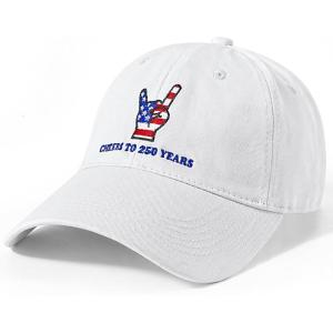 United States 250th Anniversary Celebration Hat, Low Profile Patriotic Cap Adjustable Baseball Cap for Men Women(White)